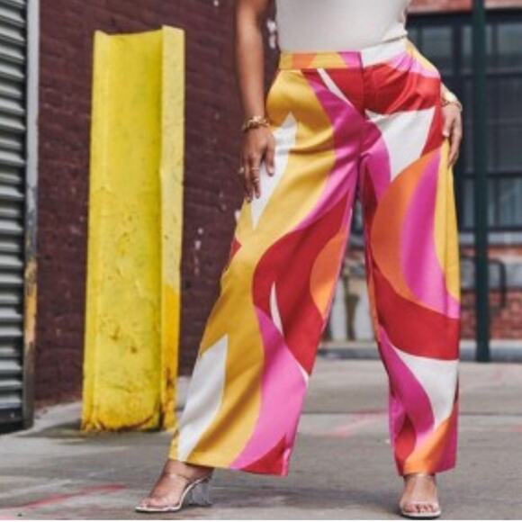 NEW Eloquii Printed Wide Leg Pant in Graphic Swirl Size 16 - Picture 2 of 12